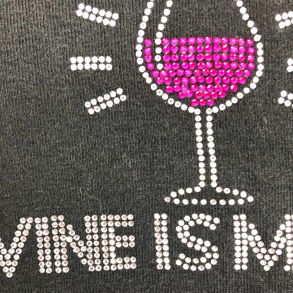 Chris’s Stuff 3/4 Sleeve Bling Humorous Wine Tee - Picture 7 of 8
